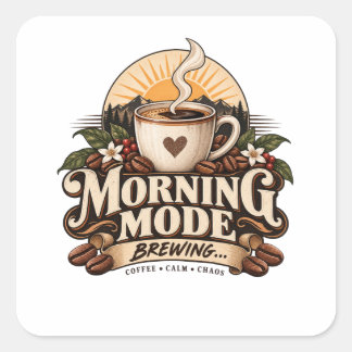Ochtendmodus KoffieLiefhebber Vintage Koffie Vierkante Sticker