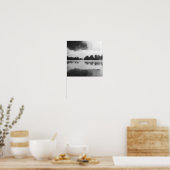 Ochtendnevel boven het meer in zwart-wit poster (Keuken)