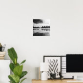 Ochtendnevel boven het meer in zwart-wit poster (Thuiskantoor)