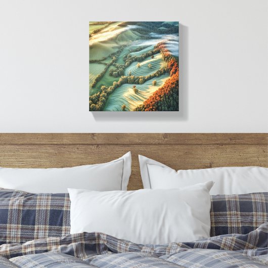 Ochtendnevel boven Rolling Hills Canvas Afdruk (Insitu (Slaapkamer))
