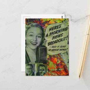 Ochtendnieuws Retro Mixed Media Collage Briefkaart