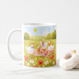 Ochtendpicknick met schattige eendjes Adorable kof Koffiemok