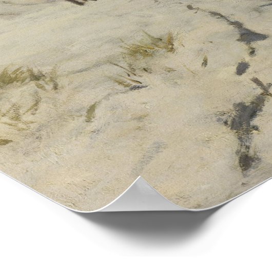 Ochtendrit langs het strand. olie poster (Hoek)