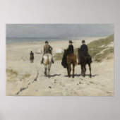 Ochtendrit langs het strand.  olie poster (Voorkant)