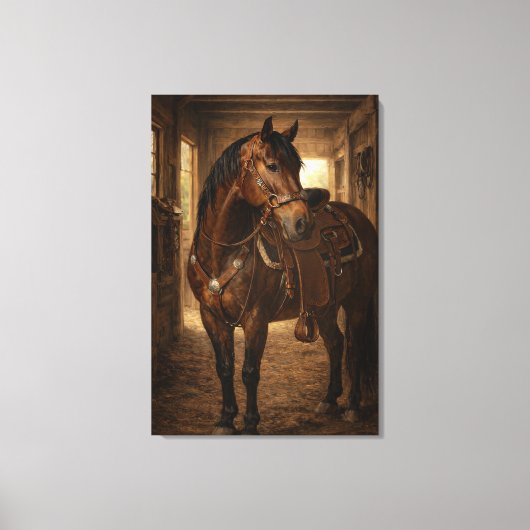 Ochtendrit | Paardenkunst | Uitgerekte Canvas Afdruk (Voorkant)