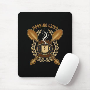 Ochtendroutine Vintage Retro Embleem voor koffie Muismat
