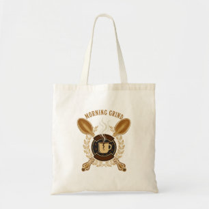 Ochtendroutine   Vintage Retro Embleem voor koffie Tote Bag