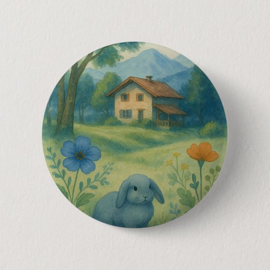 Ochtendrust – Waterverfweide met Bagolo Ronde Button 5,7 Cm (Voorkant)