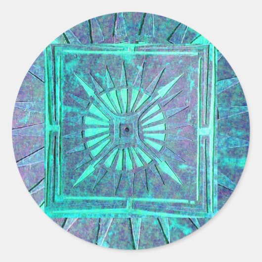 OCHTENDSTER, blauwe turquase Ronde Sticker (Voorkant)