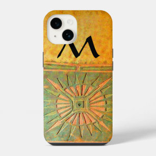 Ochtendster ,Geel,Bruin,Zwart Monogram iPhone 14 Hoesje