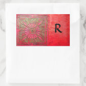 OCHTENDSTER MONOGRAM, rood, groen Rechthoekige Sticker (Tas)