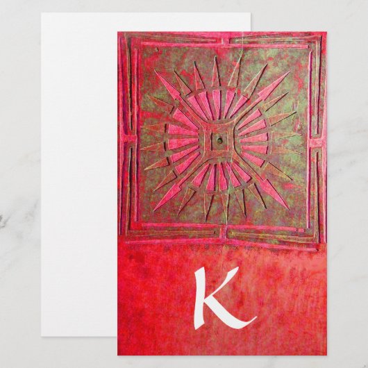 OCHTENDSTER MONOGRAM, rood groen wit Briefpapier (Voorkant / Achterkant)