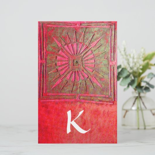 OCHTENDSTER MONOGRAM, rood groen wit Briefpapier (Staand voorkant)