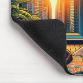 Ochtendtijd in de stad | Vrouw reflecteert Muismat (Hoek)