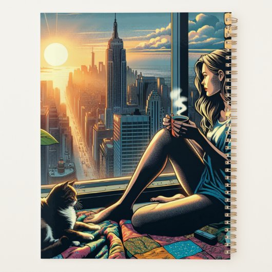 Ochtendtijd in de stad | Vrouw reflecteert Planner (Achterkant)