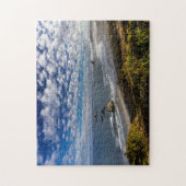 Ochtendwolken en mist op het strand legpuzzel (Verticaal)