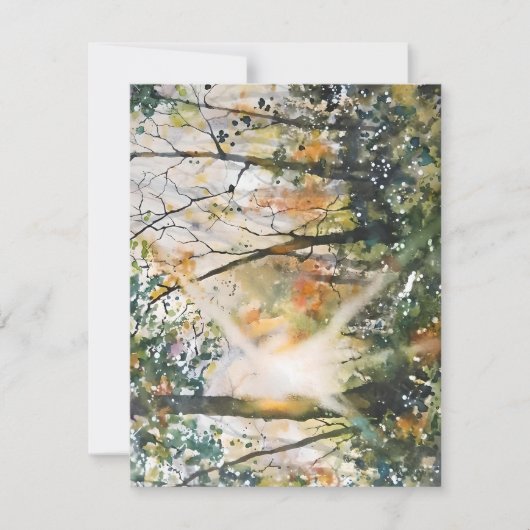 Ochtendzon door de Waterverf van de bomen Feestdagenkaart (Voorkant)
