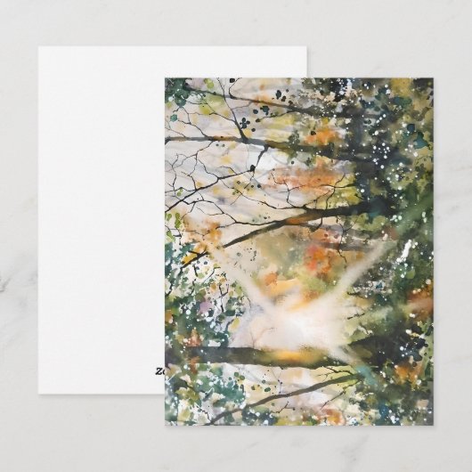 Ochtendzon door de Waterverf van de bomen Feestdagenkaart (Voorkant / Achterkant)