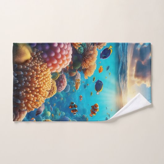 Ochtendzon komt op boven een tropisch zeegezicht bad handdoek (Handdoek)