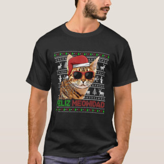Ocicat Cat Feliz Meowidad Funny Christmas T-shirt