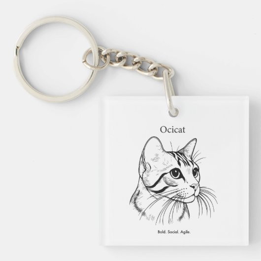 Ocicat Cat Portrait Sleutelhanger (Voorkant)