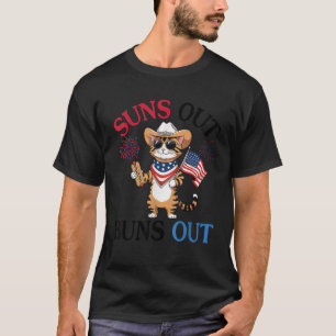 Ocicat kat met hotdog vuurwerk Amerikaanse vlag zo T-shirt