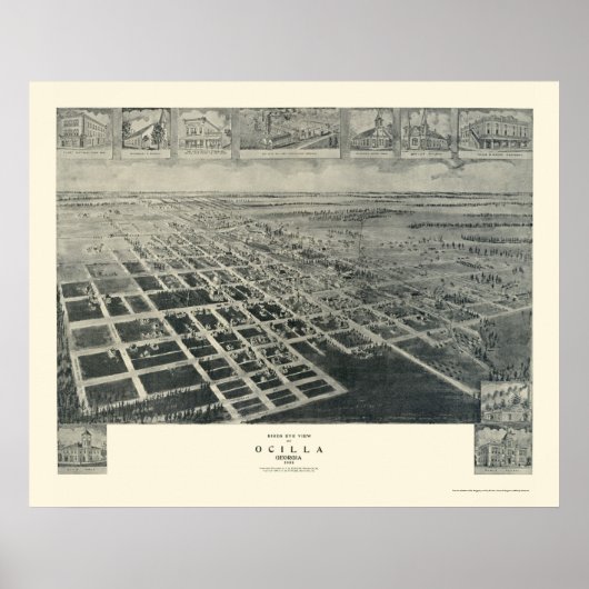 Ocilla, GA Panorama Map - 1908 Poster (Voorkant)