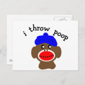 ock Monkey "I THROW POOP" Briefkaart (Voorkant / Achterkant)