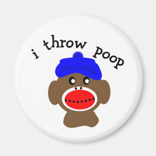 ock Monkey "I THROW POOP" Magneet