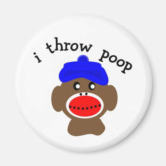 ock Monkey "I THROW POOP" Magneet (Voorkant)