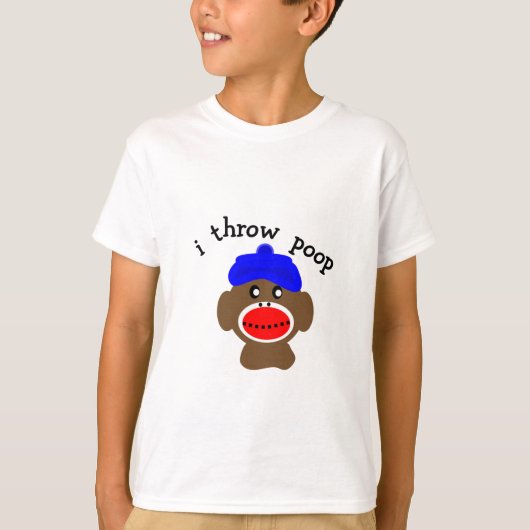 ock Monkey "I THROW POOP" T-shirt (Voorkant)