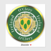 O'Clery Ierse Schild/Celtisch Kruis Persoonlijk Sticker (Vel)