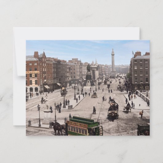 O'Connell Bridge en O'Connell Street 1890 Feestdagenkaart (Voorkant)