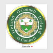 O'Connell Ierse Schild/Celtisch Kruis Persoonlijk Sticker (Vel)