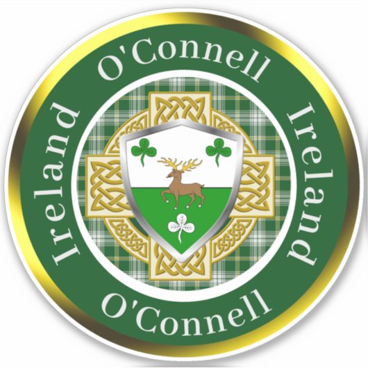 O'Connell Ierse Schild/Celtisch Kruis Persoonlijk Sticker (Voorkant)