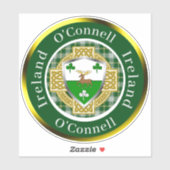 O'Connell Irish Shield/Celtic Cross Personalized Sticker (Vel)