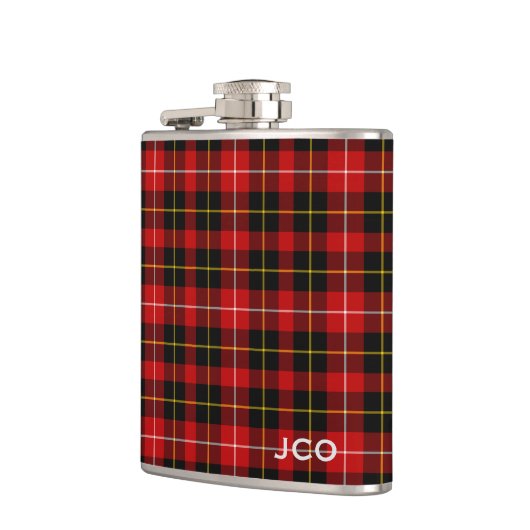 O'Connell Tartan Monogram Rood en Zwart Plaid Heupfles (Links)