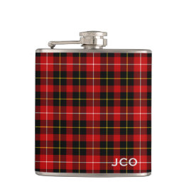 O'Connell Tartan Monogram Rood en Zwart Plaid Heupfles