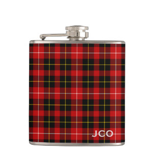 O'Connell Tartan Monogram Rood en Zwart Plaid Heupfles