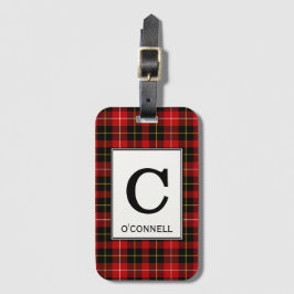 O'Connell Tartan rood en zwart geruite patroon Bagagelabel