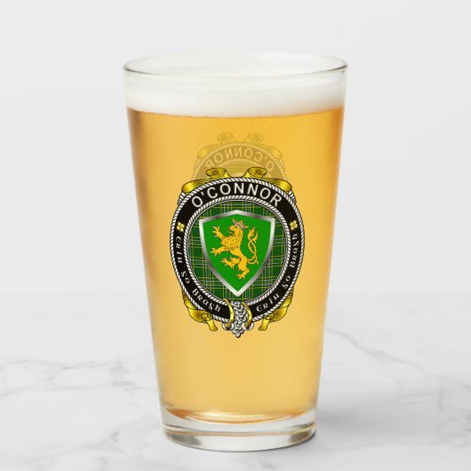O'Connor/Connor (Kerry) Irish Shield Bierglas Glas (Voorkant gevuld)