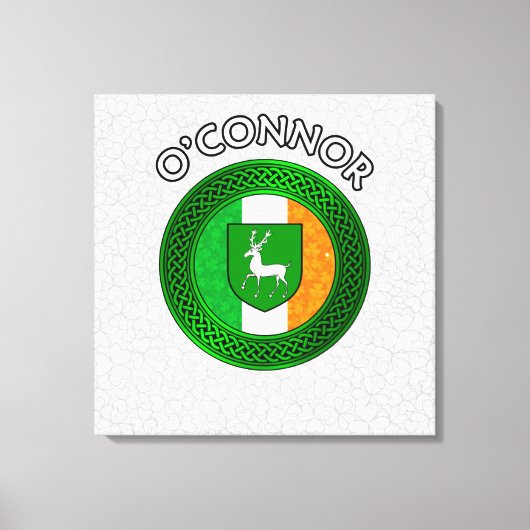 O'Connor Crest & Celtic Knot on Shamrock Canvas Pr (Voorkant)