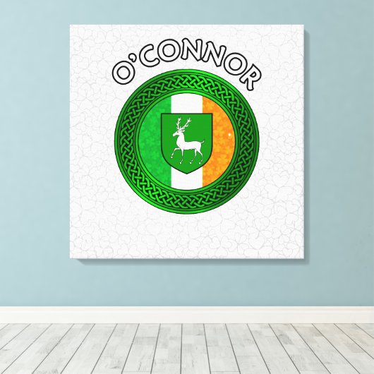 O'Connor Crest & Celtic Knot on Shamrock Canvas Pr (Insitu (Houten vloer))