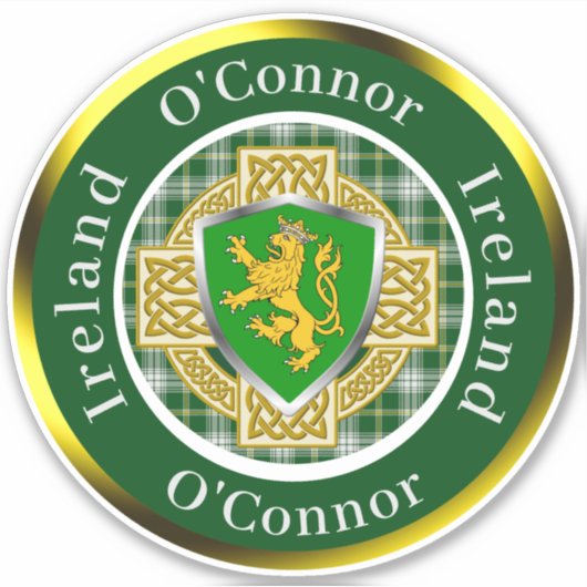 O'Connor Irish Shield/Celtic Cross Personalized Sticker (Voorkant)