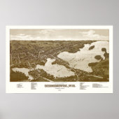Oconomowoc, WI Panoramic Map - 1885 Poster (Voorkant)