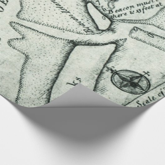 Ocracoke Inlet Map - Blackeard's Anchoring (1733) Cadeaupapier (Hoek)