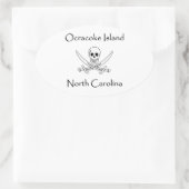 Ocracoke Island North Carolina Pirate Logo Ovale Sticker (Tas)