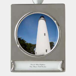 Ocracoke Island Verzilverd Banner Ornament