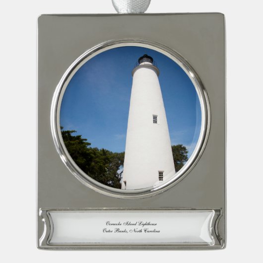 Ocracoke Island Verzilverd Banner Ornament (Voorkant)