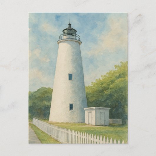 Ocracoke Lighthouse Aquarel Briefkaart (Voorkant)